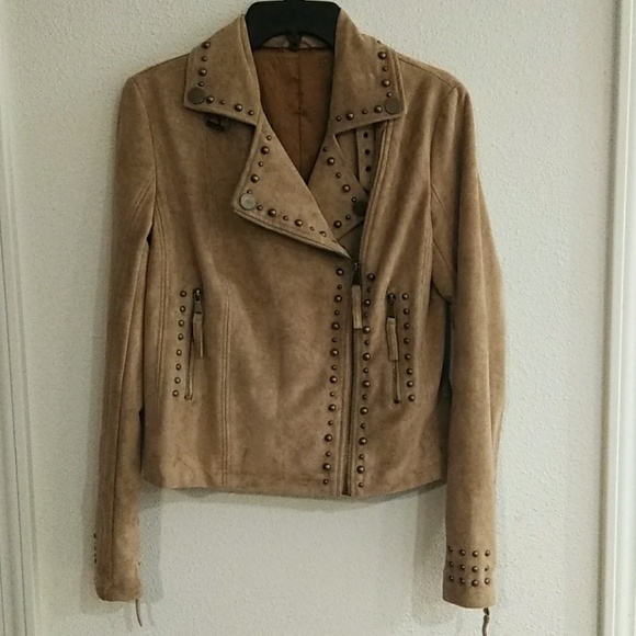 Miss Me Studded Faux Suede Moto Jacket - Picture 2 of 8